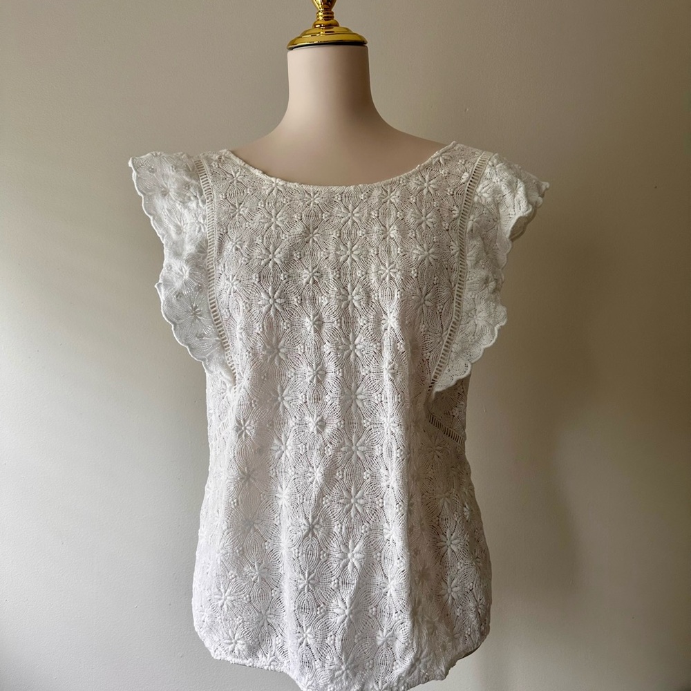 Sézane White Crochet Blouse Amande - Picture 2 of 6